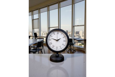 SİYAH ROMA RAKAMLI METAL MASA SAATİ 25X20 CM