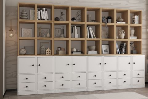 LİNEA PREMİUM BÜYÜK BOY ÇEKMECELİ KAPAKLI AHŞAP KİTAPLIK NRG KTP 1119