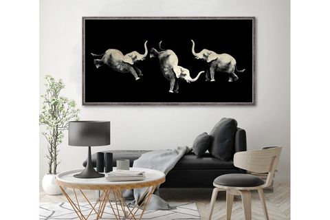 ÇERÇEVELİ SİLVER FRAMED PLAYİNG ELEPHANTS PARILTILI TABLO