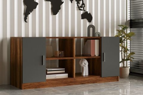 YURUDESİGN VARİO F OFİS KAPAKLI KİTAPLIK DOLAP, ANTRASİT