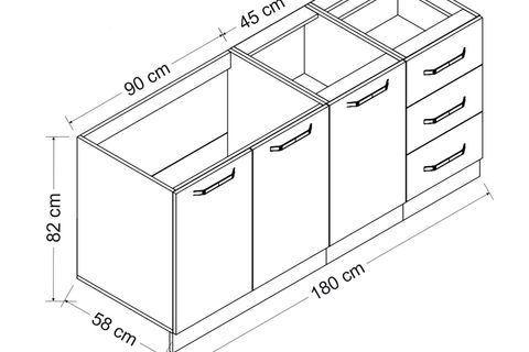 MİNAR 180 CM MUTFAK DOLABI BEYAZ DORE 180-D2-ALT MODÜL