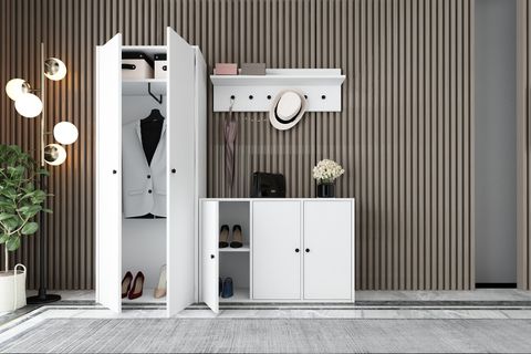 LEONARDO PORTMANTO VESTİYER 246, DOLAPLI, BEYAZ, 163 CM VST1028