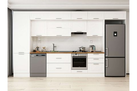 ALVİNKA 410X240 CM KLASİK MEBRAN MUTFAK DOLABI, MBB E90B60S60 2 MEBRAN BEYAZ SUNTALAM