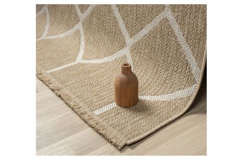 QUEEN SERİSİ JÜT HASIR GÖRÜNÜMLÜ DOKUMA MAKİNE HALISI, BEYAZ, 160X230, 669