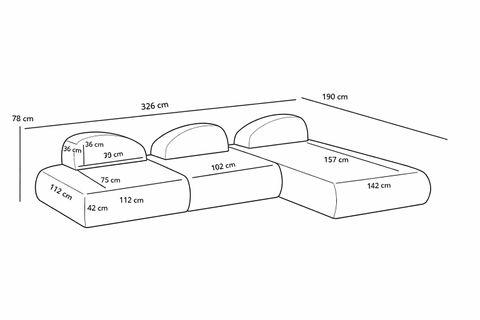 LİVA KÖŞE KOLTUK, XL SEHPALI, KREM