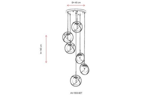 AVONNI AV 60291 6ET ESKİTME KAPLAMA MODERN AVİZE E14 METAL CAM 40 CM