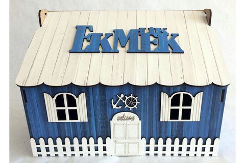 MUTFAK EKMEKLİK, AHŞAP, MAVİ