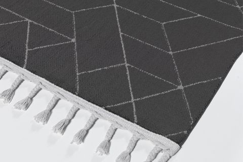 EKO HALI URBAN URB 03 SİYAH GRİ ETNİK HAV TOZ VERMEZ YUMUŞAK KESME YOLLUK HALI 120X250
