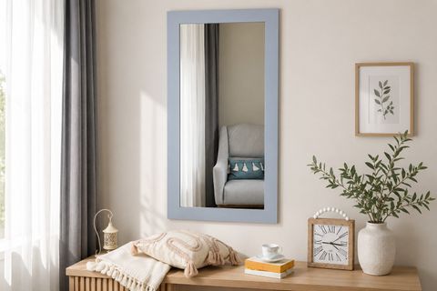 DFN WOOD DEKORATİF DUVAR BOY AYNASI, GRİ, 120X50