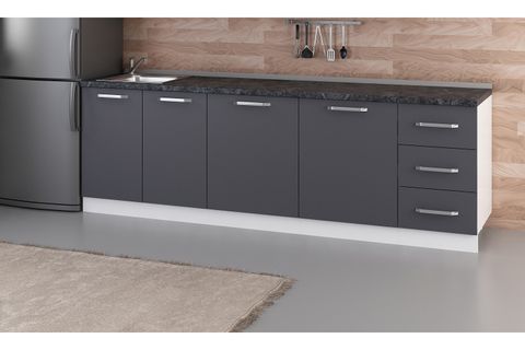 MİNAR 255 CM MUTFAK DOLABI BEYAZ ANTRASİT 255-A1-ALT MODÜL