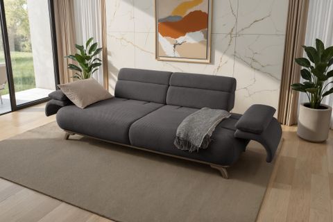 ALASKA SIRT MEKANIZMALI CEVIZ KASALI ÜÇLÜ KOLTUK, ANTRASİT