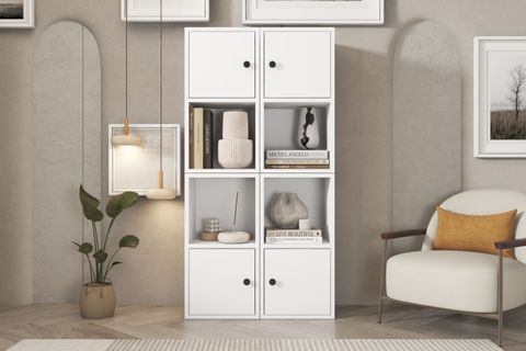 LEKSA 4 KAPAKLI RAFLI KİTAPLIK 65 CM BEYAZ KTP-1034-Ç