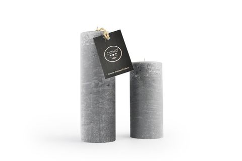 COHO LUMİNA RUSTİC ANTRASİT SİLİNDİR MUM 20 15 CM SET OF 2