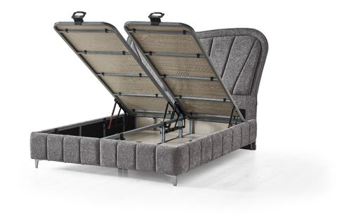 ELEGANT BAZA BAŞLIK YATAK SETİ, GRİ, 160X200