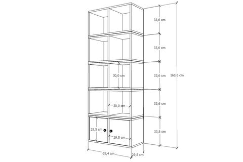 LEKSA 2 KAPAKLI RAFLI KİTAPLIK 65 CM BEYAZ KTP-1038-Ç