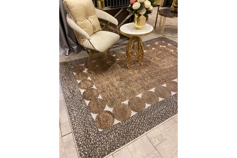 BRİLLANT HALI HASIR JÜT 3D RENKLİ LATEKS DERİ TABAN SU GEÇİRMEZ LEKE TUTMAZ HALI 100X200 KAHVERENGİ