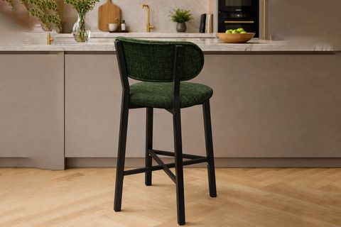 TERA BAR MUTFAK SANDALYESİ, KROM KAPLAMA AYAKLI, YEŞİL