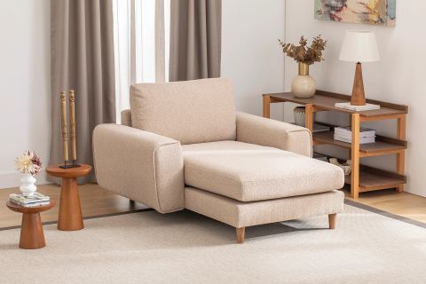 MERLİN DAYBED, FİTİLLİ KOL, NATUREL AYAK, RECYCLED KUMAŞ, CAPPUCİNO