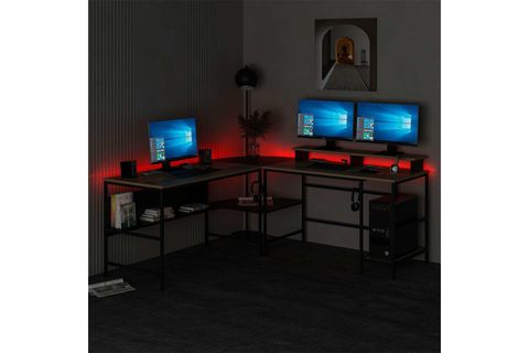 MİNAR GRETA RGB LED IŞIKLI L KÖŞE ÇALIŞMA MASASI, DORE SİYAH