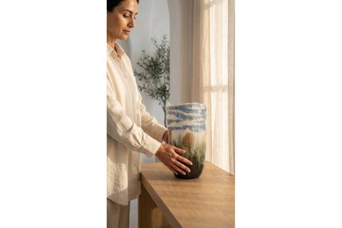 RENKLİ SERAMİK SIRLI VAZO BOHO SALON KONSOL SEHPA DEKORU