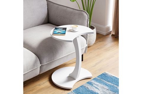 JEDI TEKERLEKLİ C SEHPA KOLTUK SEHPASI, BEYAZ