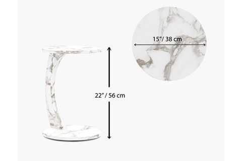 CLEO TEKERLEKLİ C SEHPA TEKERLEKLİ YAN SEHPA, BEJ