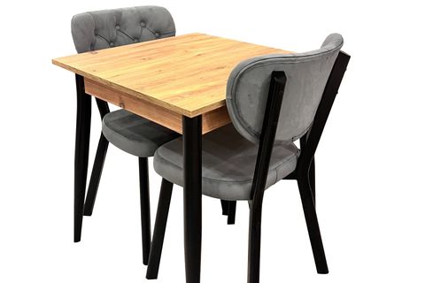 MENDEL MASA VE RİVONE SANDALYE TAKIMI, ATLANTİK ÇAM, 70X70