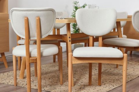 MOON BENCHLİ İSKANDİNAV MASA TAKIMI, 4 SANDALYELİ, KREM, 180X90
