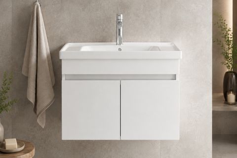 LODE KALE BEYAZ 70 CM SERAMİK LAVABOLU ALT BANYO DOLABI