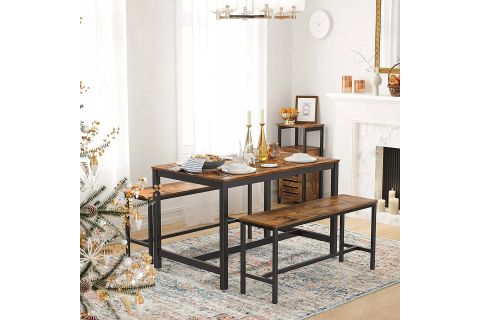 BARO SİYAH METAL AHŞAP BENCH, 2 ADET