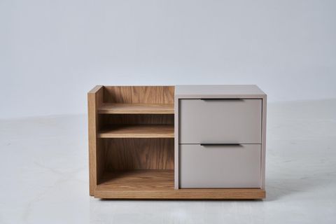 RENATA MODERN AÇIK RAFLI KOMODİN, MEŞE, VİZON GRİ