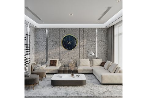 ROYAL MARBLE GOLD METAL DUVAR SAATİ 40 CM