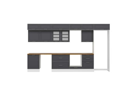 ALVİNKA 410X240 CM KLASİK MEBRAN MUTFAK DOLABI, MB E90S60S60 3 MEBRAN ANTRASİT MDF