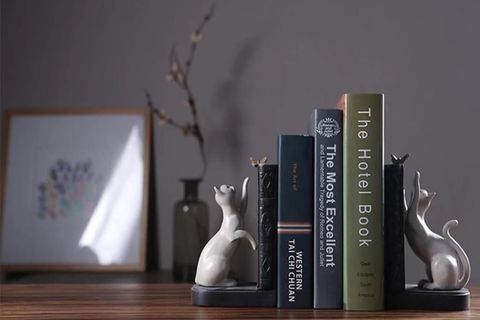 KEDİ FİGÜRLÜ KELEBEK DETAYLI İKİLİ KİTAP TUTUCU