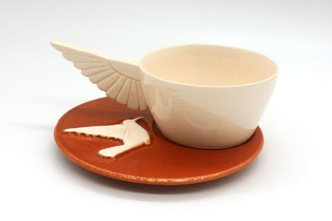 KANAT BARDAK VE TABAK SET, KİREMİT