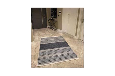 HALIMAX DARA 183 KAYMAZ DOKUMA TABANLI  ÇİZGİLİ MODERN HALI, MAVİ, 160X230