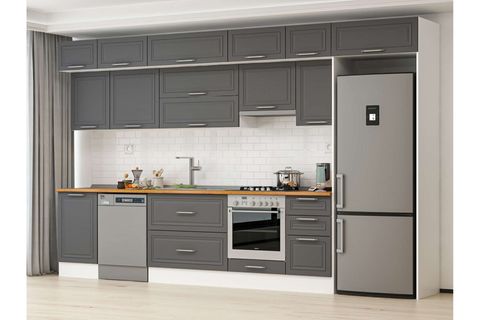 ALVİNKA 385X240 CM KLASİK MEBRAN MUTFAK DOLABI, MB E90S50S45 1 MEBRAN ANTRASİT SUNTALAM