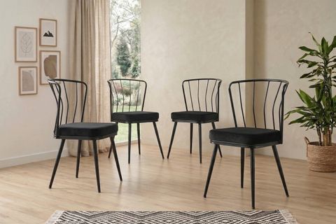 ANZİO MASA VE AY SANDALYE TAKIMI, SİYAH, 110X70