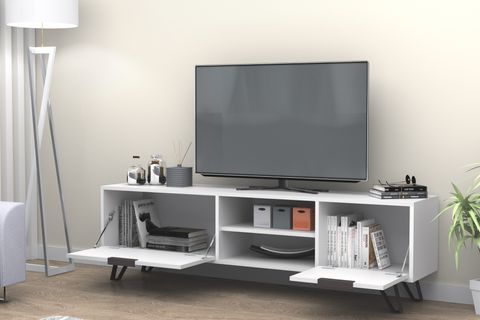 KASTER METAL AYAKLI TV ÜNİTESİ, BEYAZ, 170 CM