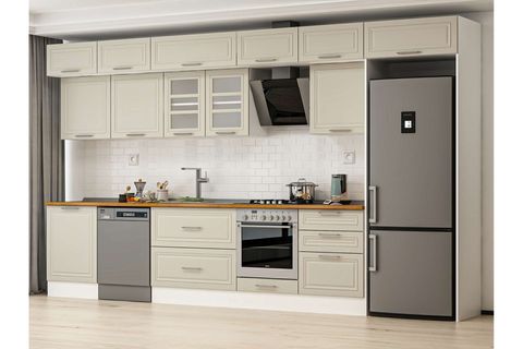 ALVİNKA 410X240 CM KLASİK MEBRAN MUTFAK DOLABI, MB E90S60S60 3 MEBRAN KUMTAŞI SUNTALAM