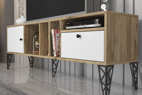 WOODNLOVE CERCEİ TV ÜNİTESİ, ATLANTİK ÇAM BEYAZ, 160 CM