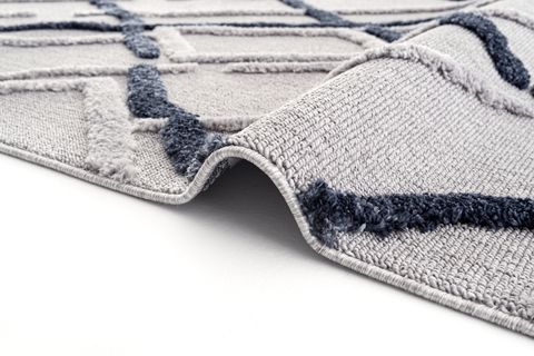 EKO HALI TERAZZO TRZ 03 GREY NAVY GRİ LACİVERT ETNİK ÖRGÜ YUMUŞAK DOKULU İSKANDİNAV HALI 160X230