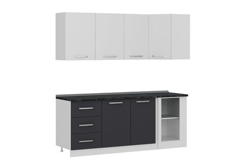 MİNAR 205CM KÖŞE MUTFAK DOLABI BEYAZ ANTRASİT K205A2