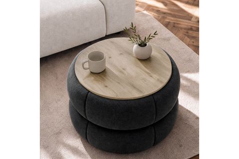 MODEİUS SEHPALI PUF, SAFİR MEŞE KOYU GRİ