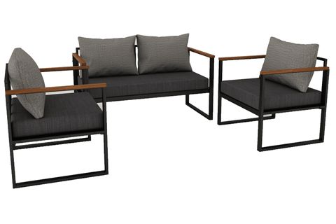 WOODESK NATUREİKİLİ BAHÇE TAKIMI, GRİ, CPT5509-70