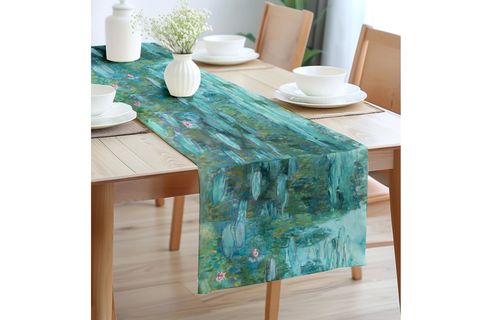 NİLÜFER BAHÇESİ PAMUKLU MASA RUNNER, 0043 50X150