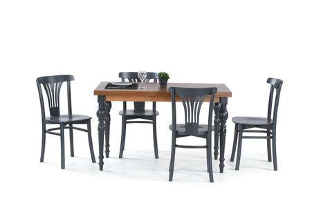 DAMLA SABİT MASA VE DEKOPAJLI SANDALYE TAKIMI, CEVİZ ANTRASİT, 125X80