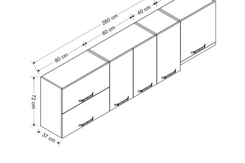 MİNAR 260 CM MUTFAK DOLABI BEYAZ 260-B4-ÜST MODÜL