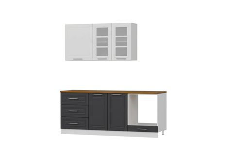 MİNAR 200 CM MEBRAN C MUTFAK DOLABI BEYAZ ANTRASİT 200-MCBA3