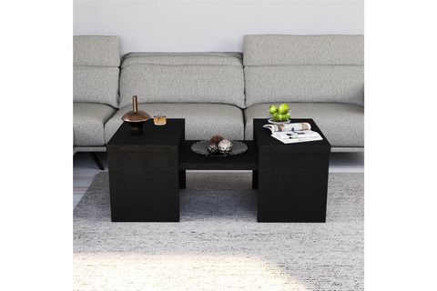 STONE DEKORATİF ORTA SEHPA, WOOD SİYAH